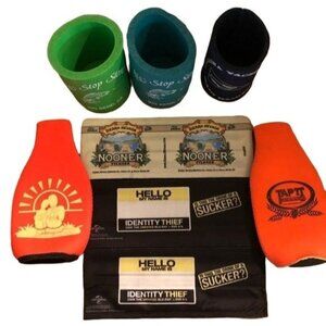 Collection of 8 beer koozies black orange rap around variety shapes sizes READ